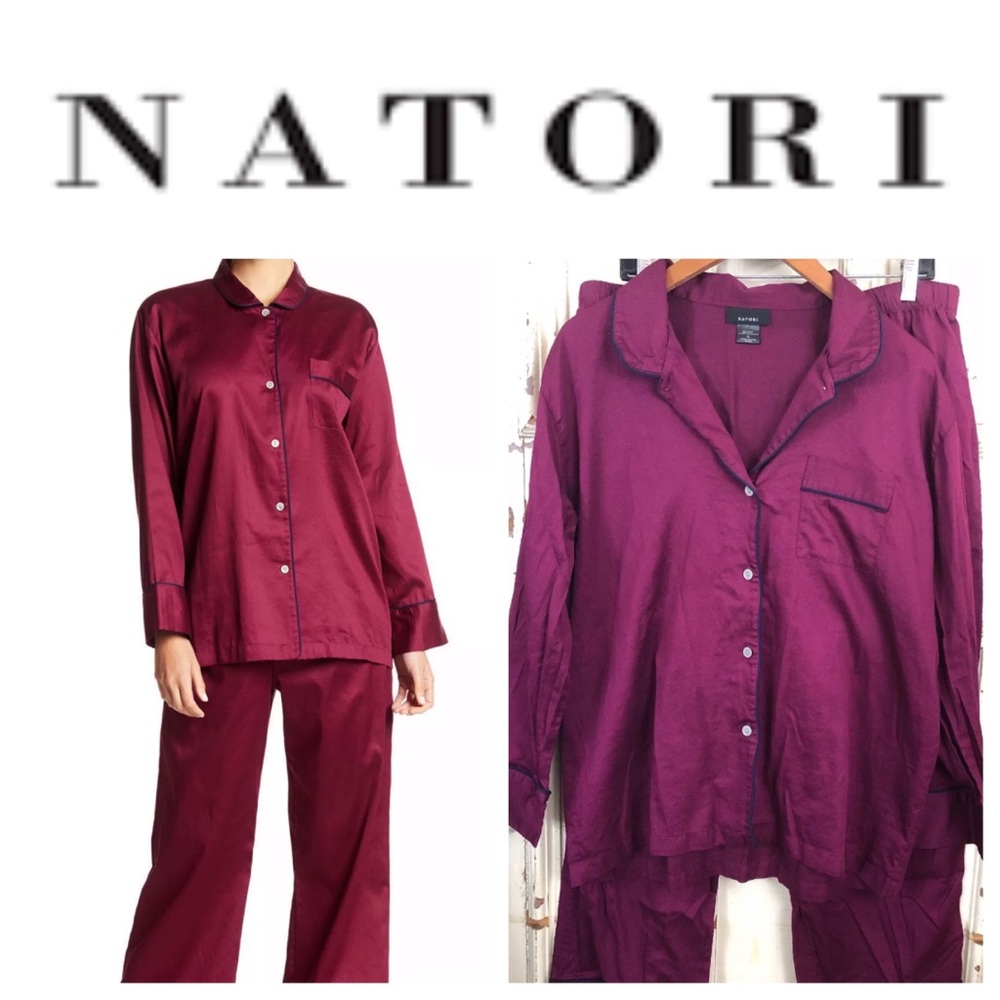 Natori cotton Pajama Set in Deep Plum size XL